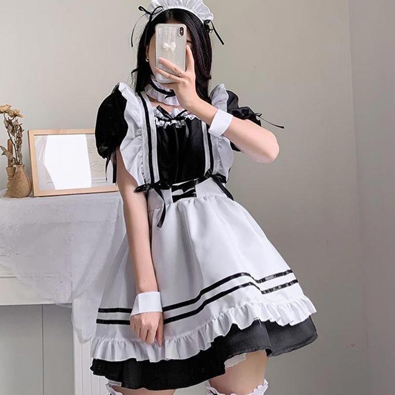 Lolita Seven Piece Ruffled Maid Dress