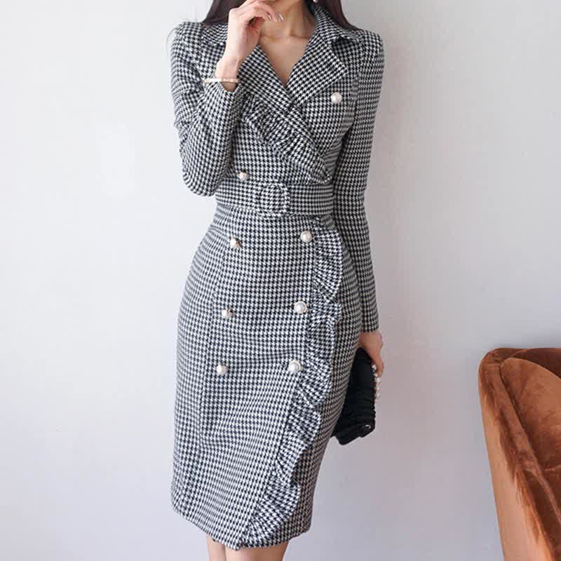 Chic Plaid Print Flouncing Dress