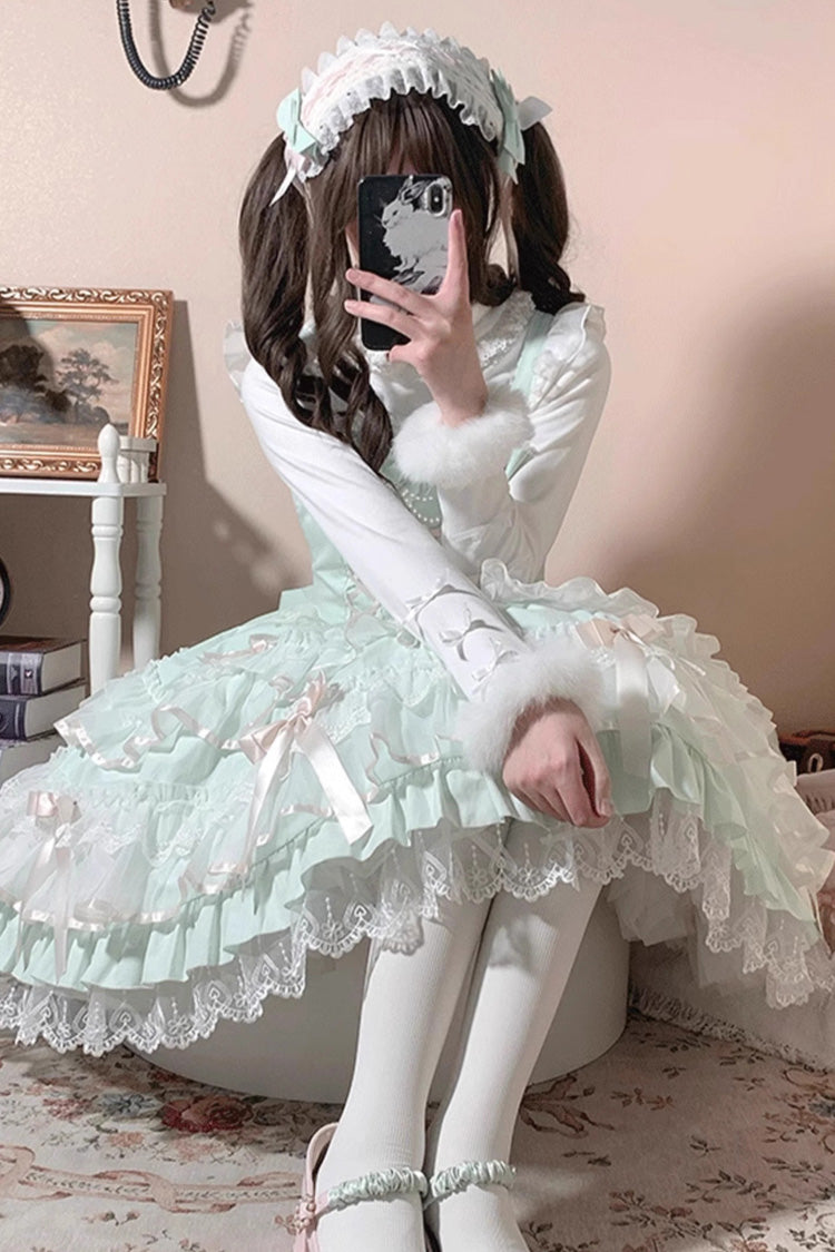 Multi-Layer Ruffle Sweet Lolita JSK Dress with Bow and Lace
