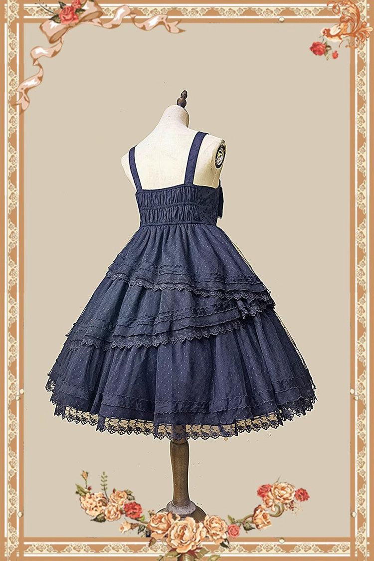 Charcoal Bowknot Sleeveless Ruffled Lolita Dress - Solid Tower of Dawn