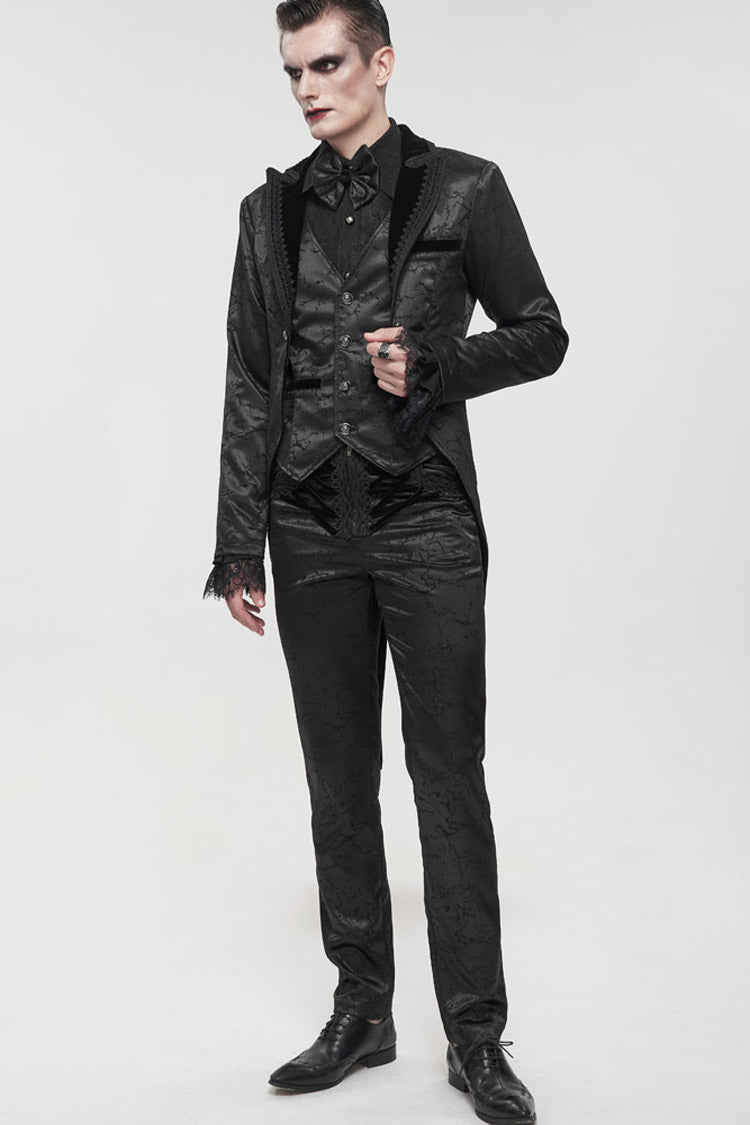 Gothic Bright Print Swallowtail Embellished Men's Coat