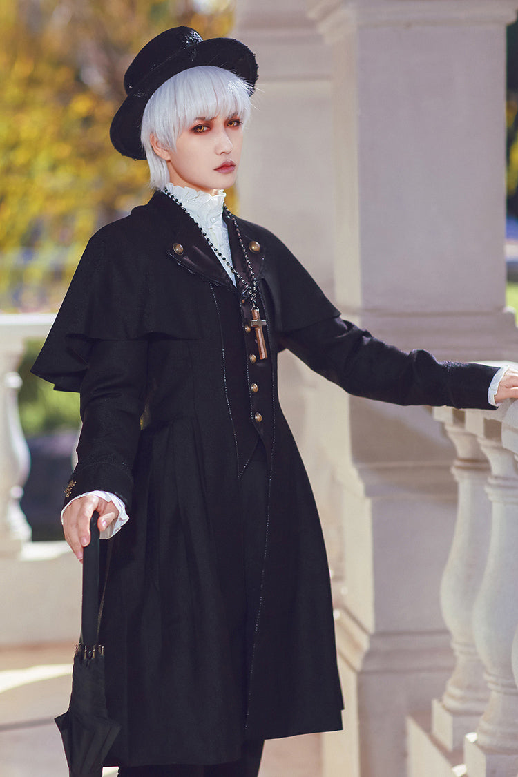 Noir Long Sleeve Ouji Fashion Vintage Elegant Prince Long Coat - The Eternal Sea of Hope