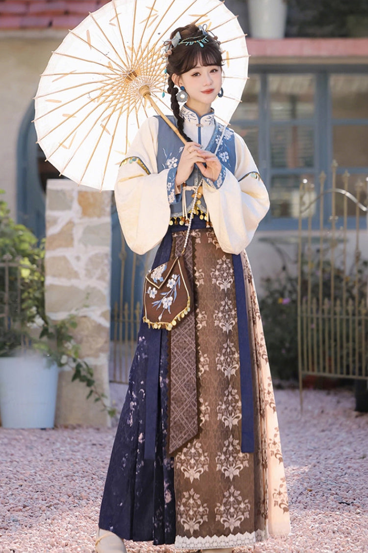 Snowfield Wind Stand Collar Embroidered Daily Hanfu Set