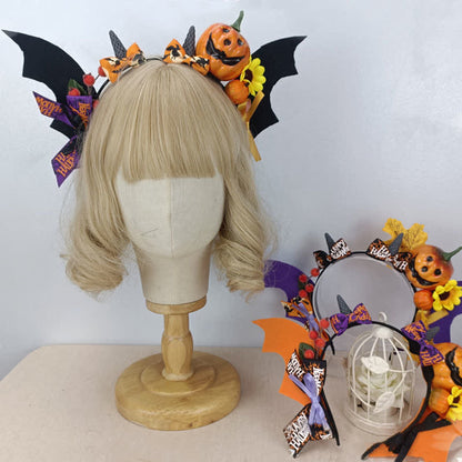 Pumpkin Bat Wings Headband Halloween Hair Accessory