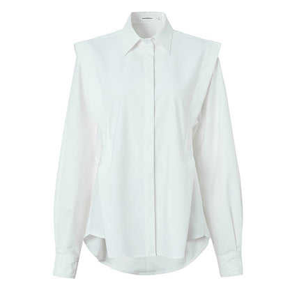 Elegant Lapel Long Sleeve Shirt Workwear