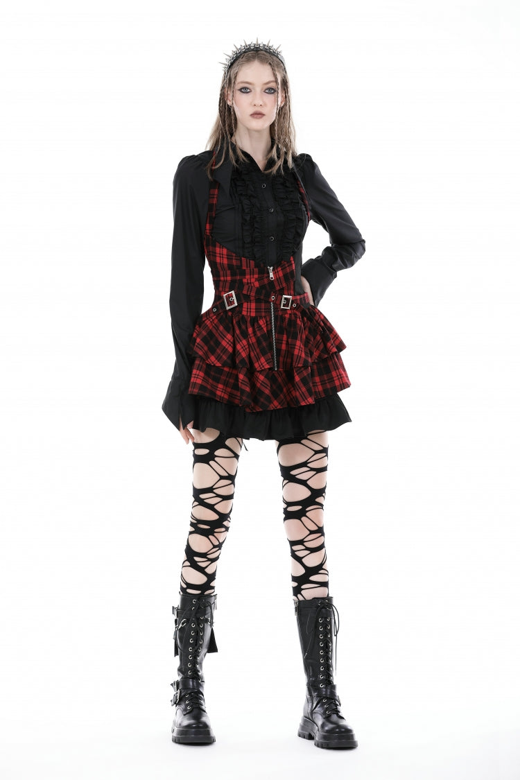 Ruffled Gothic Blouse with Turn-Down Collar