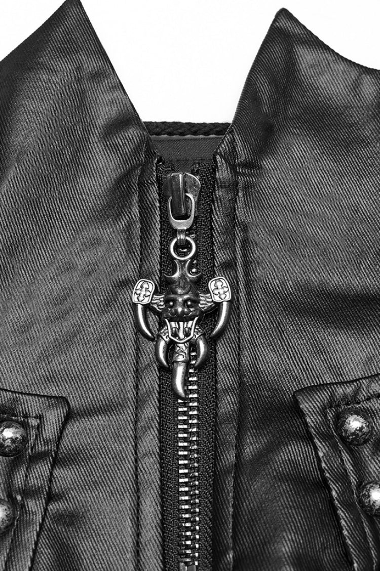 Punk Underbust Corset with Batlike Stitching & Zip Front