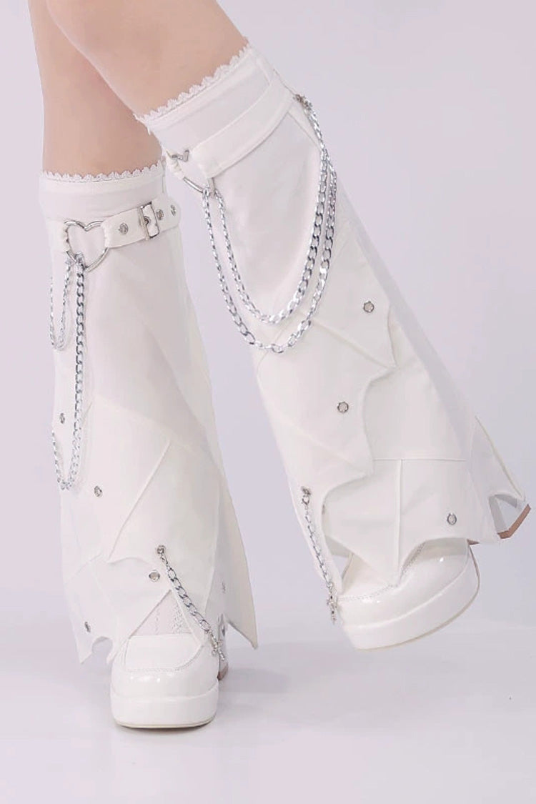 Gothic Lolita Leg Warmers with Cross and Chain - Irregular Design