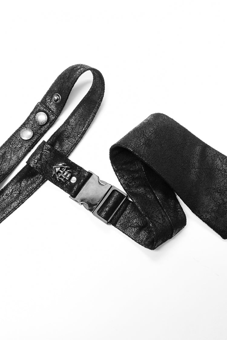 Inky Metal Skull Embellished Steampunk Necktie for Men