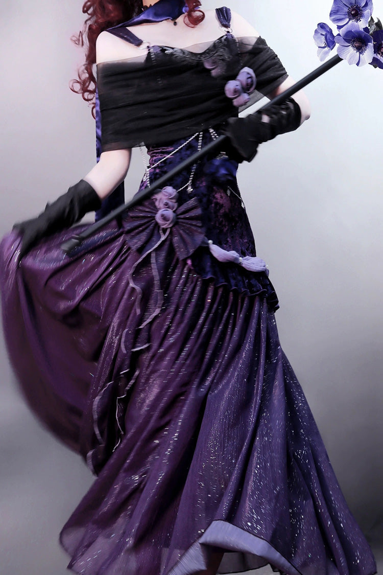 Purple Embroidery Lace Vintage Elegant Lolita JSK Dress