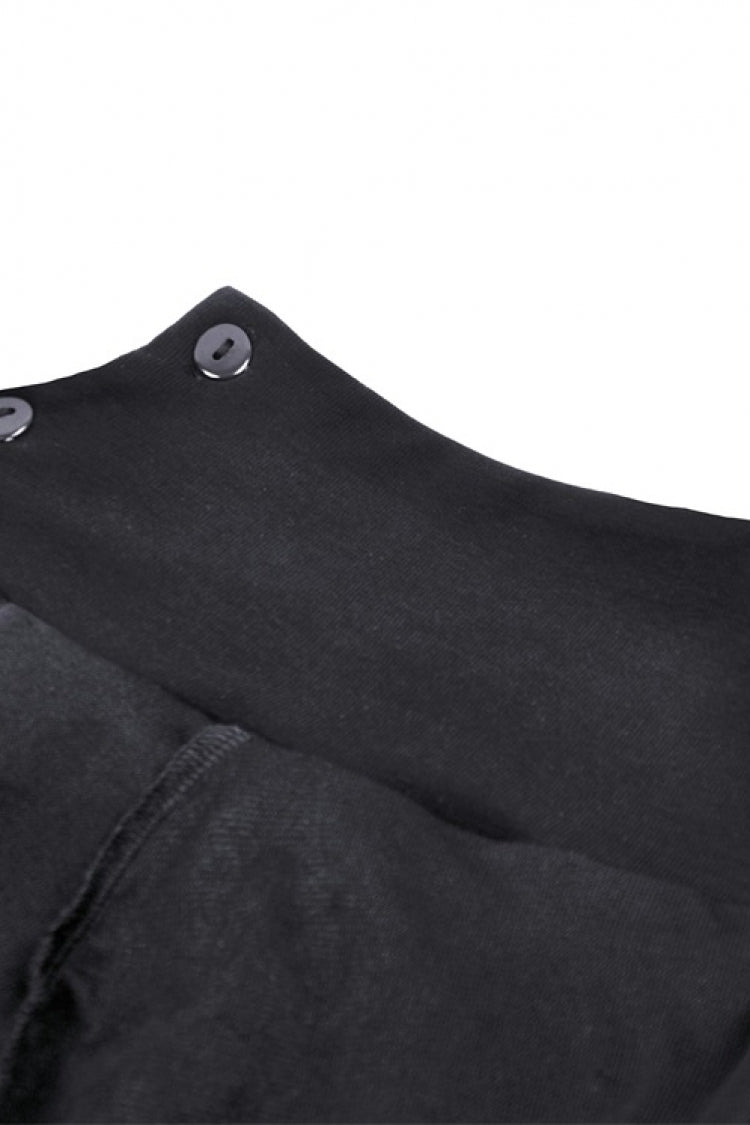 Raven Cross Eyelet Cut-Out Punk Crop Top with Ripped Hood for Women