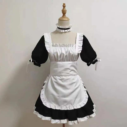 Cosplay Maid Square Collar Bow Knot Lingerie Dress