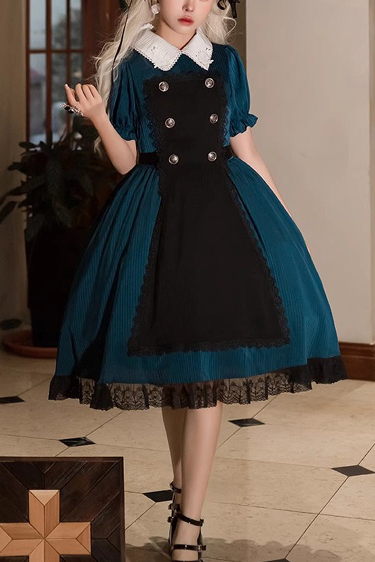 Dark Green Deacon Detachable Apron Gothic Gown