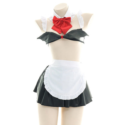 Red Bow Knot Devil Wings Maid Lingerie Set