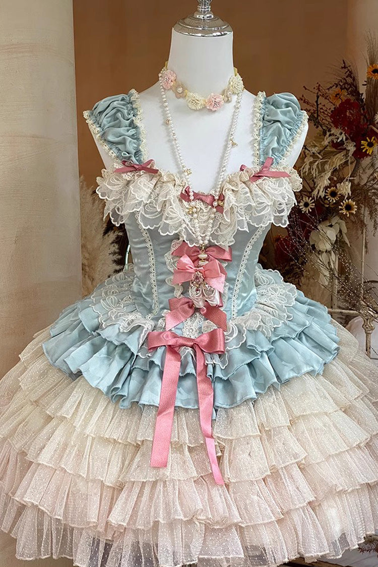 Ballet Style Multi-Layer Dress with Ruffles - Romantic