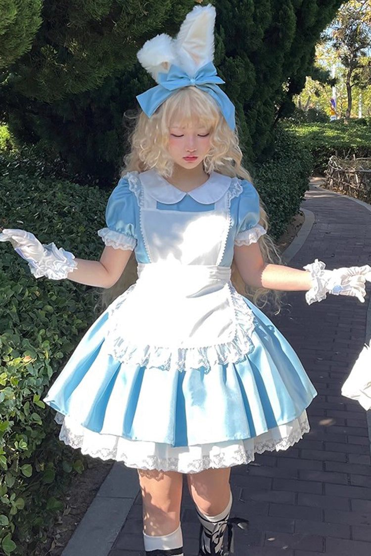 Gothic Maid Lapel Collar Ruffled Lace Plus Size Lolita Dress - 2 Colors and 2 Versions