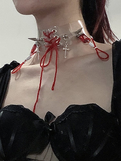 Kawaii Transparent Gothic Stud Cross Choker