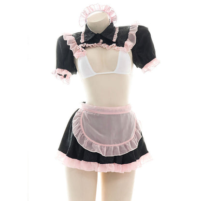 Cute Pink Lace Maid Lingerie Set