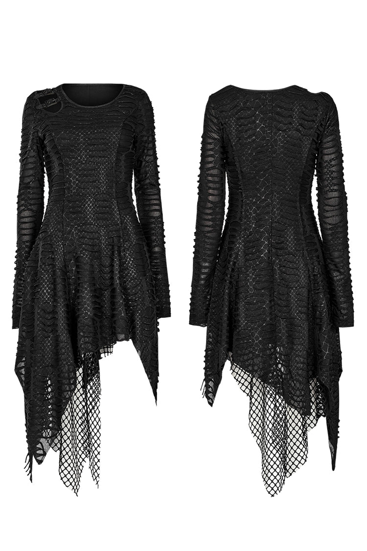Black Cutout Irregular Ripped Gothic Dress