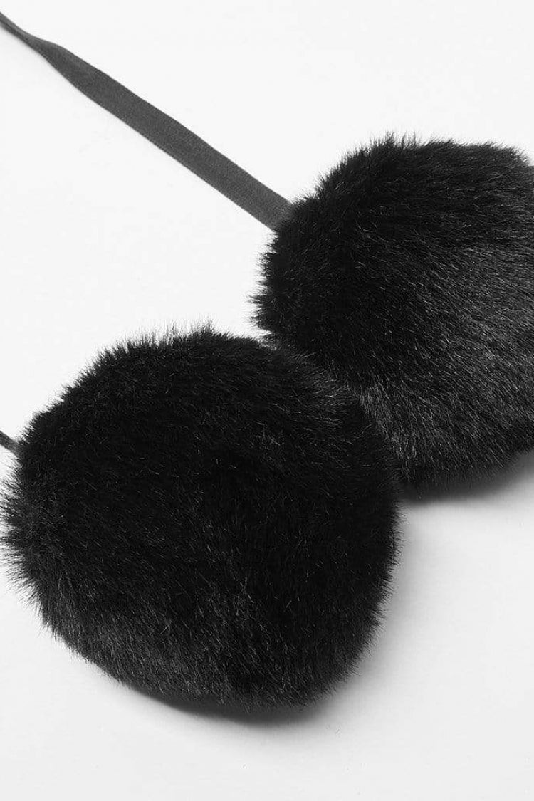 Gothic Fur Collar Fur Ball Long Sleeve Rose Button Coat with Removable Collar