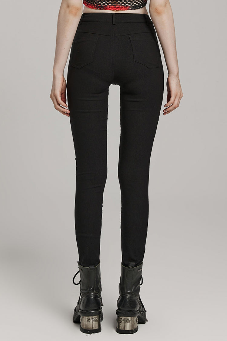 Women's Steampunk Pants with Hollow Stitching Irregular Mesh Design