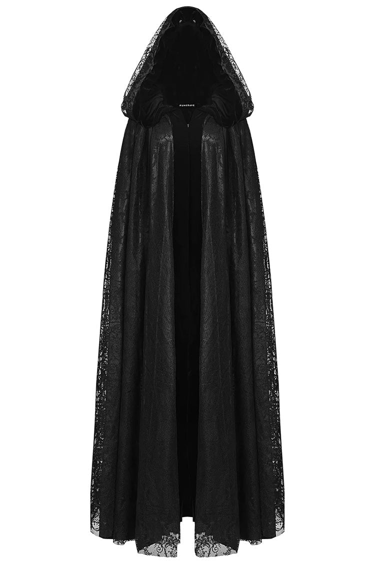 Women's Gothic Hooded Cloak Cape Long Coat with Hollow Design