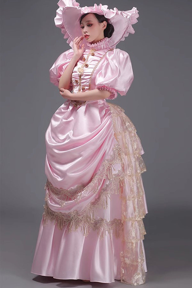 Ruffled Victorian Dress with Layered Textile - European