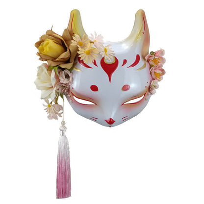 Exquisite Fox Print 3D Flower Vintage Mask