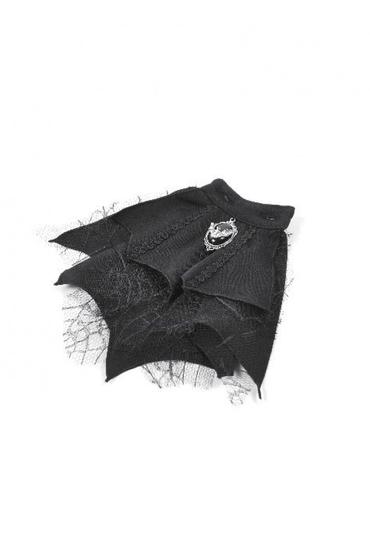 Monochrome Preppy Swallow-Tailed Blouse with Pinstripes and Detachable Tie
