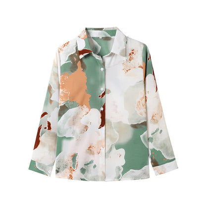 Sweet Colorblock Abstract Print Shirt Workwear