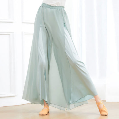 Flowy Chiffon Split Wide Leg Pants