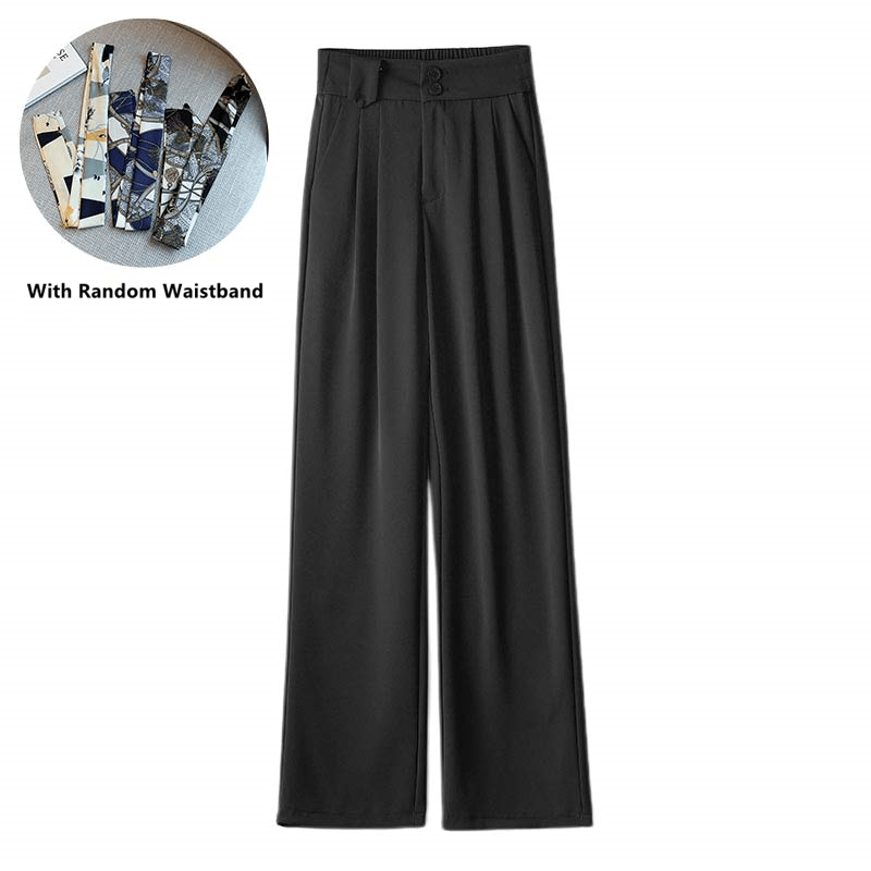 Wide Leg Drape Suit Pants With Waistband