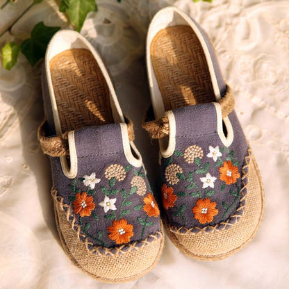 Vintage Floral Canvas Flats Shoes