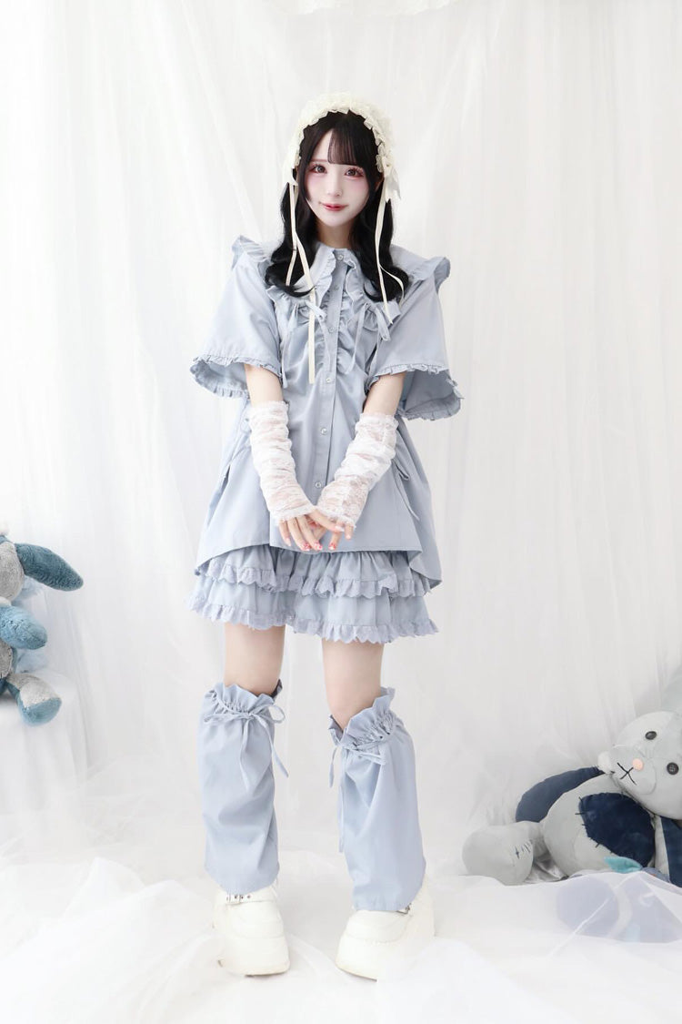 Doll Collar Long Sleeve Ruffled Bow Sweet Jirai Kei Blouse