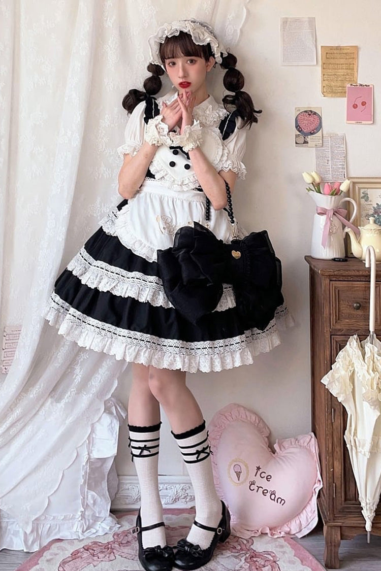 Lolita Backpack with Oversized Bowknot & Metal Heart Plate