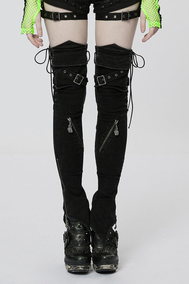 Steampunk Ghost Claw Zipper Slim Irregular Leg Warmers