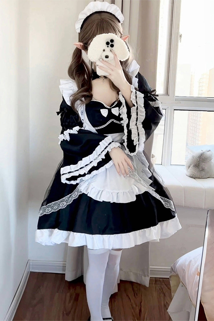 Monochrome Princess Sleeve Bow Detail Sweet Plus Size Lolita Ensemble