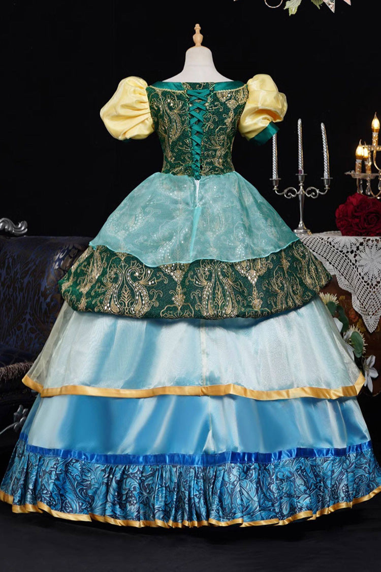 Square Collar Lantern Sleeve Embroidered Lace Victorian Palace Dress
