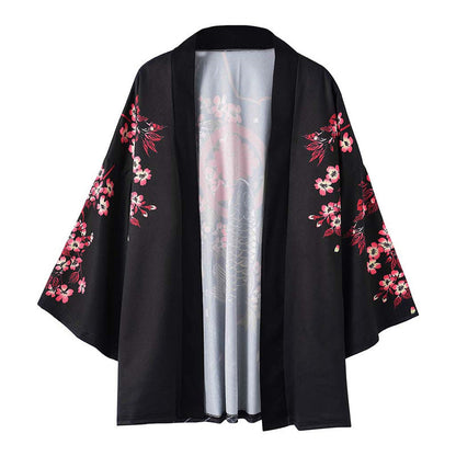 Black Fish Floral Kimono Outerwear Sun Protective