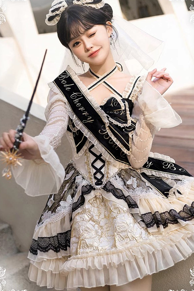 Gilded & Onyx Floral Bow Cardigan Lace Sweet Lolita Dress