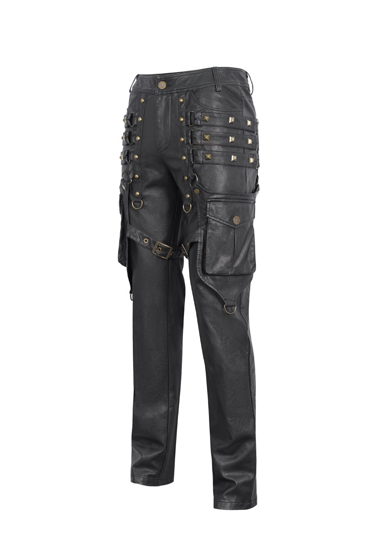 Men's Gothic Pants with Bronze Studs & Oversized Pocket