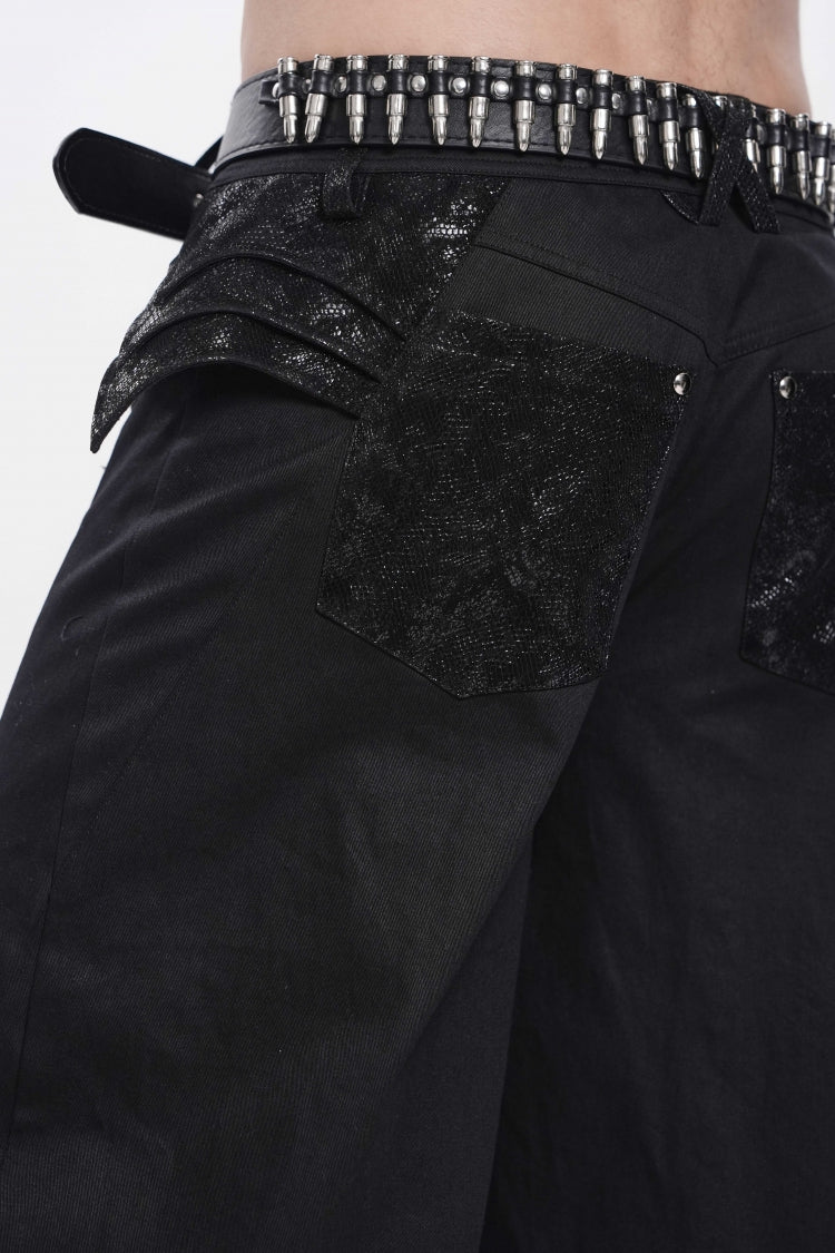 Noir Punk Trousers with Studs and Chain Details