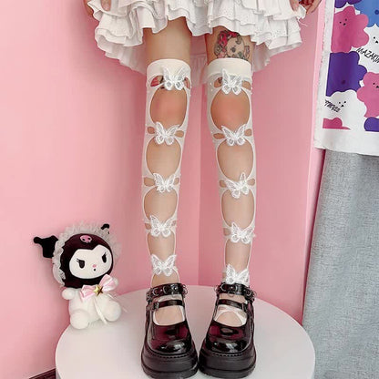 Butterfly Hollow Out Knee High Stockings