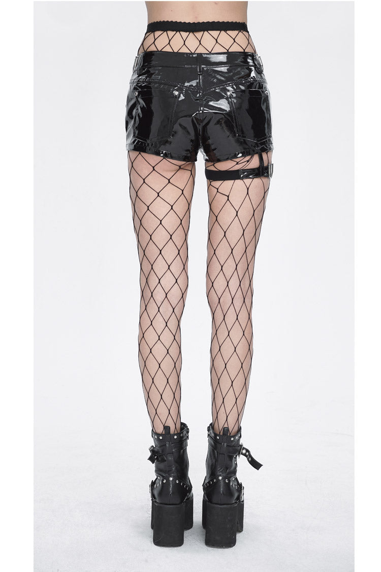 Slim Fit Steampunk Shorts in Black - Women's Vintage Style