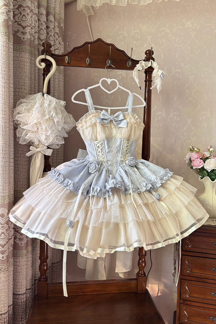 Ballet-Inspired Triple-Layer Lace-Up Bowknot JSK Dress