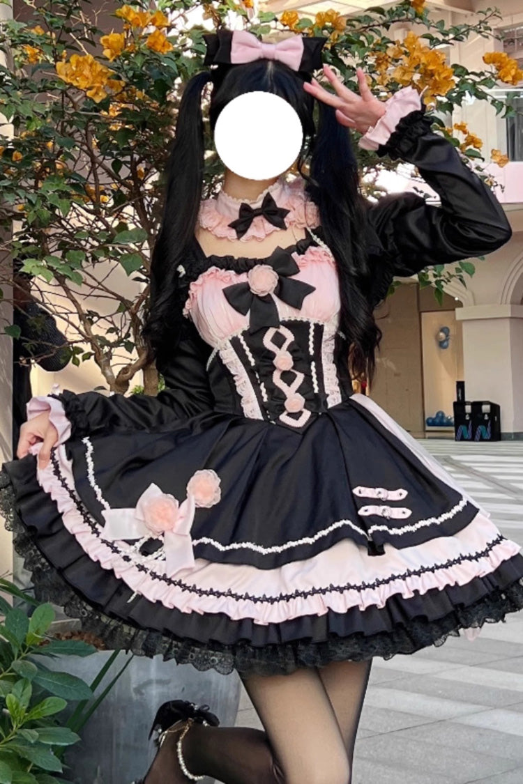 Shadow Rose Gothic Lolita Sleeveless Multi-Layer Ruffle Bowknot Jsk Dress 5 Colors