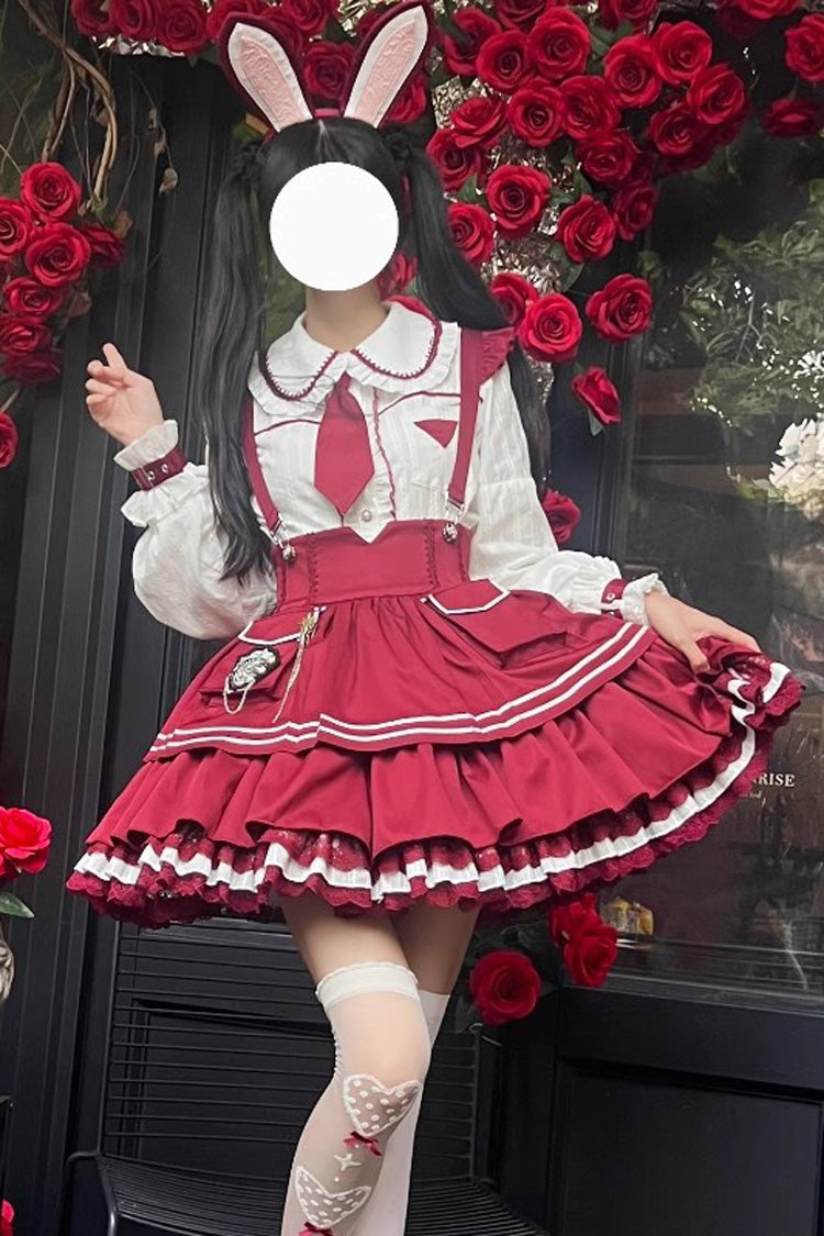 Officer Rabbit Sweet Lolita Multi-Layer Ruffle Strap Dress 4 Colors