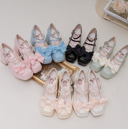 Kawaii Bow Knot Mary Janes Lolita High-heeled Shoes