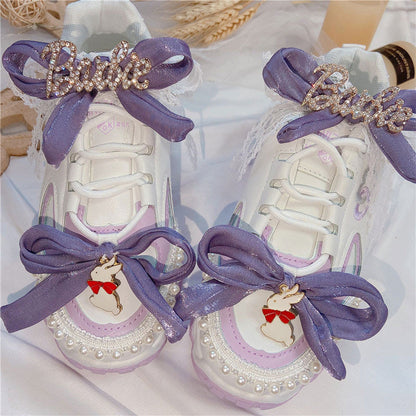 Sweet Purple Bow Lace Up Sneakers