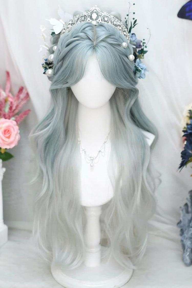 Ombre Long Curly Wig in Blue-Grey - Sweet Lolita Style